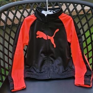 PUMA Kids Zip-Up Track Jacket in Black & Salmon – Little Legend Edition 4T